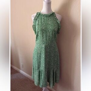 Who What Wear Green and White leaf print Midi Dress